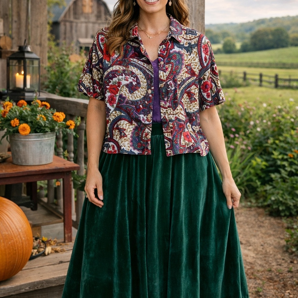 Vintage Paisley Print Blouse with Rich Colors